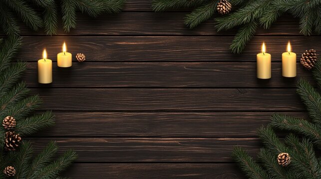 Four Advent candles, three lit, celebrate the Third Advent, surrounded by pine branches for a family gathering