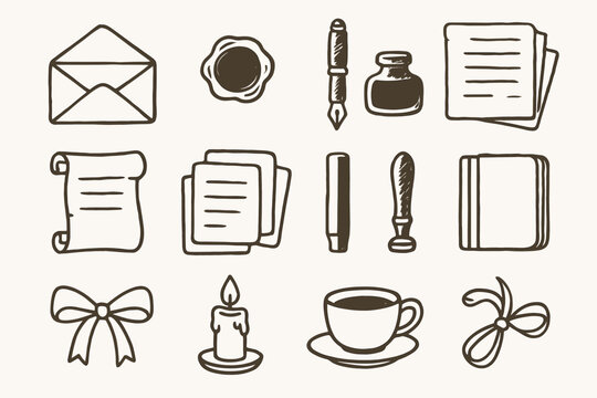 Stick seal icon ink open icons vector cup writing stamp pen opener