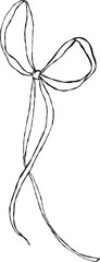 Ribbon bow line art illustration. Minimal continuous line drawing of ribbon bow, perfect for logo design, packaging, greeting cards, wedding decor, and fashion accessories.