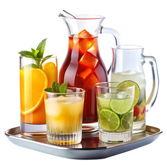 Drinks set on a isolated white background. PNG