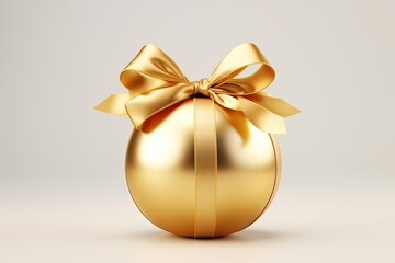 Gold Christmas ball christmas ribbon gift.