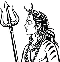 Black And White Shiva Illustration