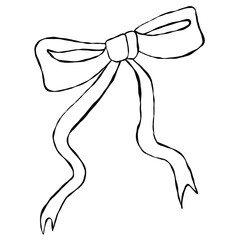 Ribbon bow line art illustration. Minimal continuous line drawing of ribbon bow, perfect for logo design, packaging, greeting cards, wedding decor, and fashion accessories.