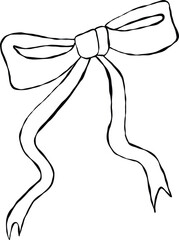 Ribbon bow line art illustration. Minimal continuous line drawing of ribbon bow, perfect for logo design, packaging, greeting cards, wedding decor, and fashion accessories.