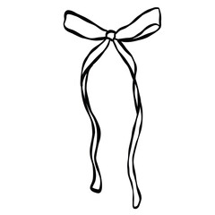 Ribbon bow line art illustration. Minimal continuous line drawing of ribbon bow, perfect for logo design, packaging, greeting cards, wedding decor, and fashion accessories.