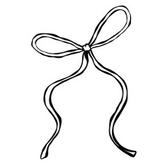 Ribbon bow line art illustration. Minimal continuous line drawing of ribbon bow, perfect for logo design, packaging, greeting cards, wedding decor, and fashion accessories.