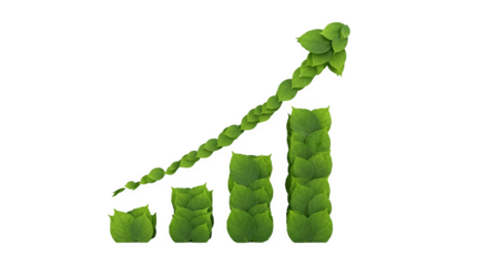 Green plant growth chart and arrow