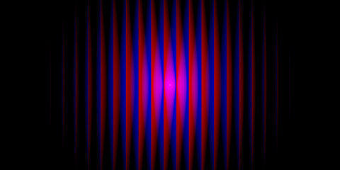 Abstract vertical stripes of blue and red light with a bright pink glow