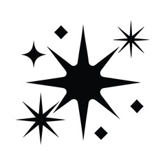 Shining Star Icon Elegant Black and White Sparkles. Perfect for Design, Decoration, Festive, Christmas, and Celebration Themes