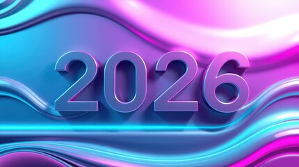 New Year neon inscription texture background abstraction 2026 geometry