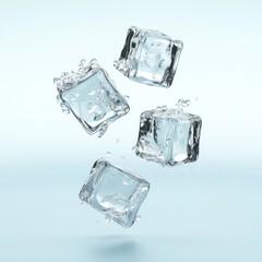 Obraz premium Four ice cubes floating floating ice cubes accessories.