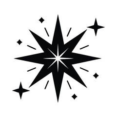 Shining Starburst of Sparkles and Radiance A Celestial Icon with Geometric Brilliance, Perfect for Magical Designs and Festive Decorations