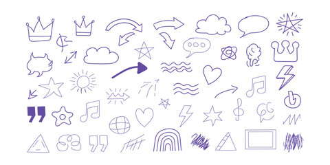 Collection of HandDrawn Doodle Elements for Creative Design Projects.