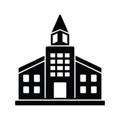 Elegant Black and White Icon of a Historic Church Building for Spiritual and Architectural Projects