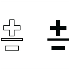 Plus or minus sign in black and white mathematics symbol
