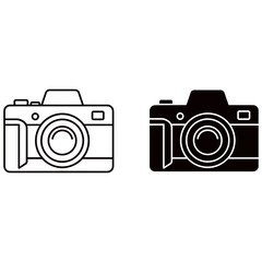 Camera icon in outline and glyph style for web design