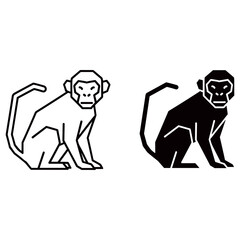 Monkey icon set, animal vector art