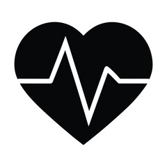 Heart icon with integrated electrocardiogram line, symbolizing vital signs, cardiovascular health, and medical monitoring for wellness and diagnostic care