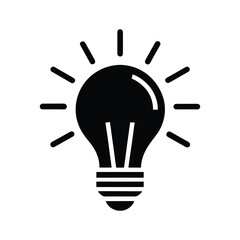 Iconic Black and White Light Bulb Symbol Representing Ideas, Innovation, Creativity, Solutions, and Bright Thoughts for Various Projects