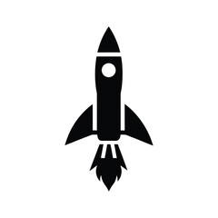 Vector illustration of a rocket launching with flames, symbolizing rapid acceleration, successful project launches, innovative business growth, and ambitious future progress