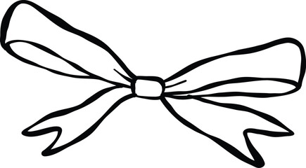 Ribbon bow line art illustration. Minimal continuous line drawing of ribbon bow, perfect for logo design, packaging, greeting cards, wedding decor, and fashion accessories.