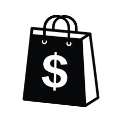 Shopping Bag with Dollar Sign Retail Commerce, Sales and Discount Promotions Illustration for Business & Marketing