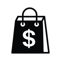 Shopping bag with dollar sign, representing commerce, retail, purchase, and financial transactions, symbolizing consumerism and economic activity