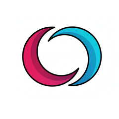 Abstract Two Crescent Shapes Logo Forming a Circle or Letter O with Pink and Blue Gradient