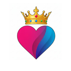 Royal Heart and Crown Logo with Gradient Colors - King or Queen of Love