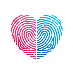 Heart Shape Made of Dual Color Fingerprints: Pink and Blue Identity