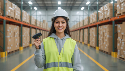 empowering warehouse operations: a dedicated professional utilizing barcode scanning technology for efficient inventory management modern streamlined logistics, and optimized supply chain processes