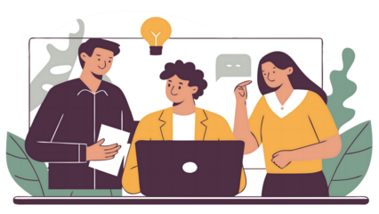 Teamwork concept showing people working together on a project