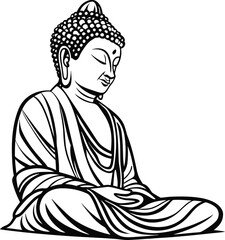 Black And White Buddha Illustration