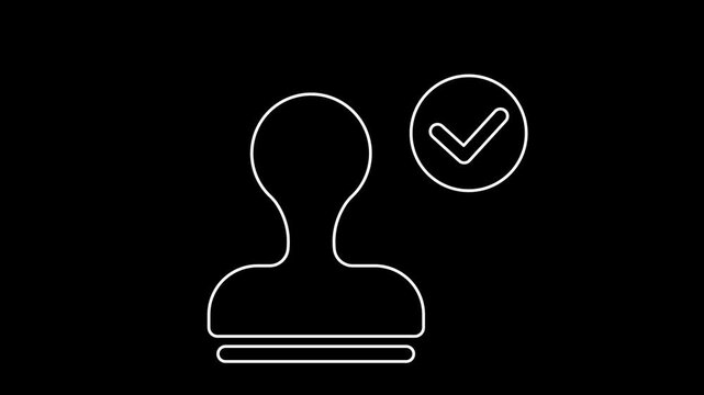 Animated rubber stamp icons in thin line style