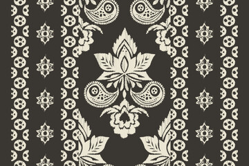 Ikat floral pattern background, vector illustration, Baroque pattern, Ikat ethnic oriental pattern, Aztec style, abstract background. design for texture, fabric, clothing, decoration, carpet, print.