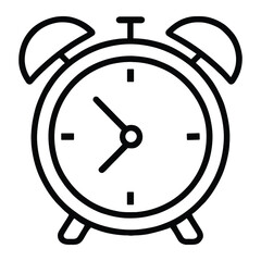 Alarm Clock Outline Vector Icon for Study Routine and Time Management