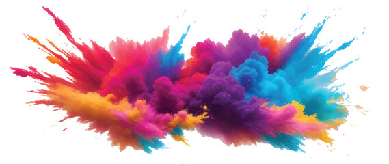 Vibrant watercolor paint splashes and colorful ink blots create an artistic, grunge texture pattern on a white background, perfect for design illustration