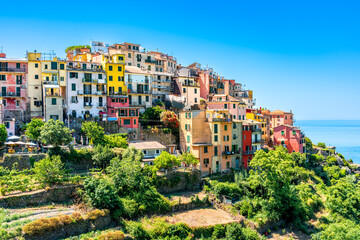 Fototapeta premium Corniglia, view from the Blue Path (Sentiero Azzurro) north-west of the town