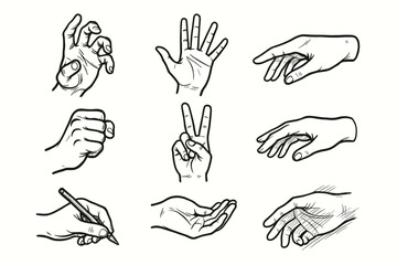 Anatomy hand peace expressive relaxed side motion palm icons icon vector cupped