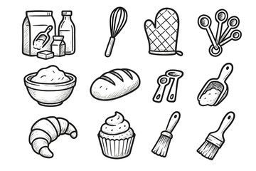 Loaf brush vector dough bakery mitt cupcake icons icon essentials measuring scoop