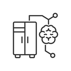 Smart Fridge With Brain Icon
