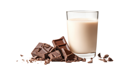 Chocolate Milk and Chunks on Transparent Background