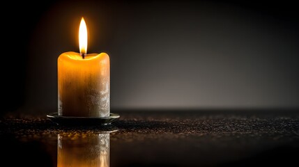 Burning Candle with Reflection