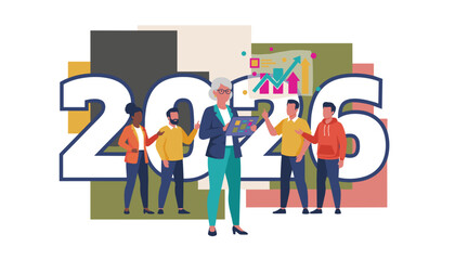 Diverse business team planning future success for 2026 Growth strategy and teamwork concept