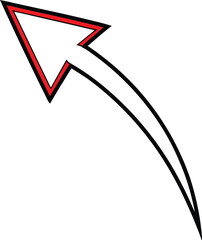 Upward Curved Red Arrow with Outline pointing