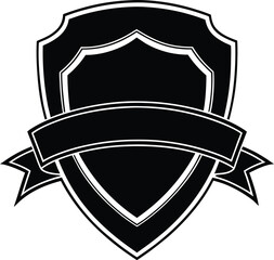 Black Shield With Ribbon Emblem badge crest