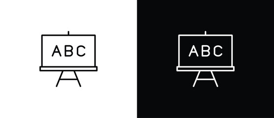 Blackboard reaction icon. Editable Education Line Icon. Modern thin line style vector illustration for a education icon. Transparent and black background. Editable stroke.