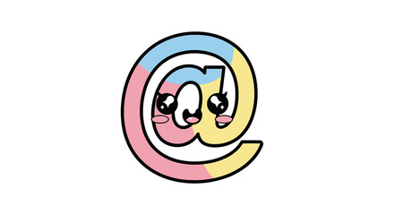 Obraz premium Cute cartoon @ symbol with smiling faces in pastel colors 