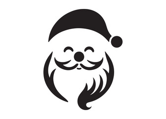 santa face logo silhouette vector, christmas santa face silhouette vector illustration, black santa face vector silhouette, santa claus face logo silhouettes vector on a white background