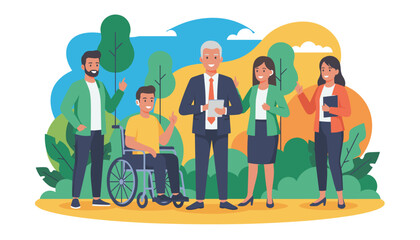 Inclusive business team portrait outdoors celebrating diversity and equality